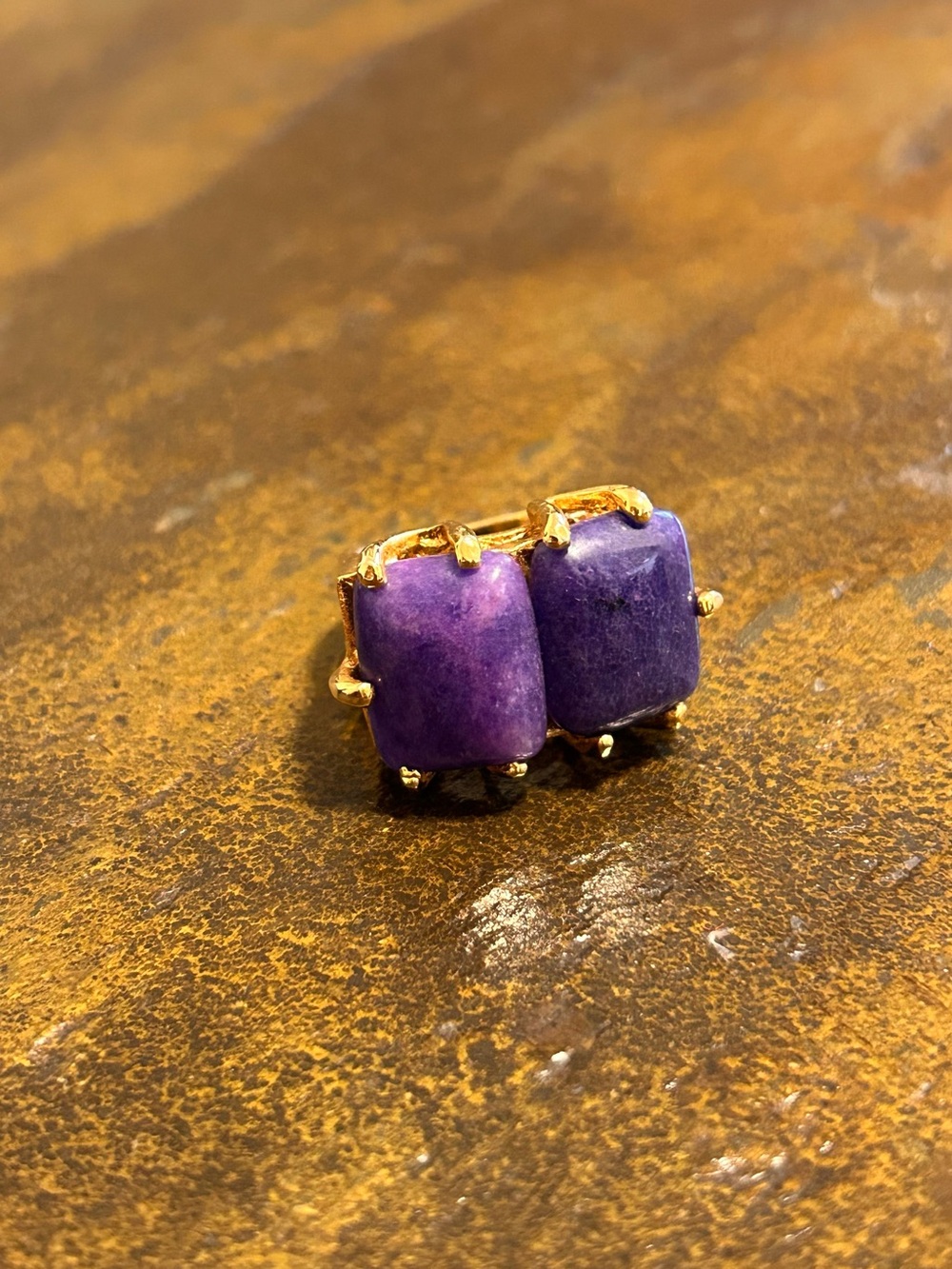 Gold-Plated Sugilite Purple Gemstone Stone sz 7 Made in Brazil 🇧🇷